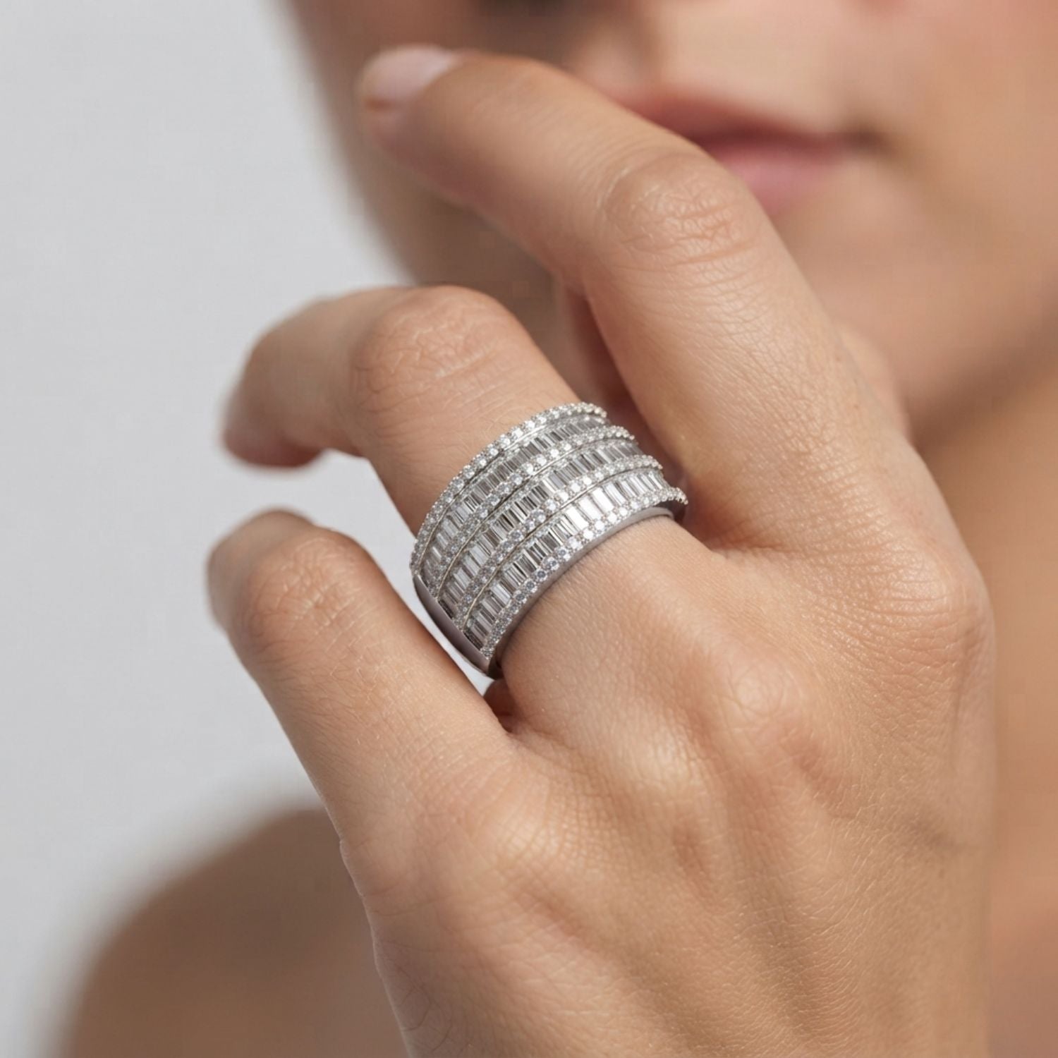 Baguette and Round Diamond Eternity Band for Brides