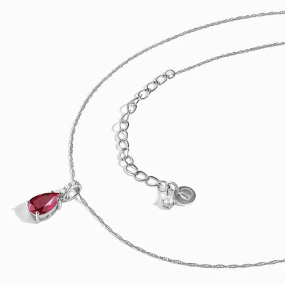 0.08ct Ruby Lab Diamond Solitaire Necklace In Silver