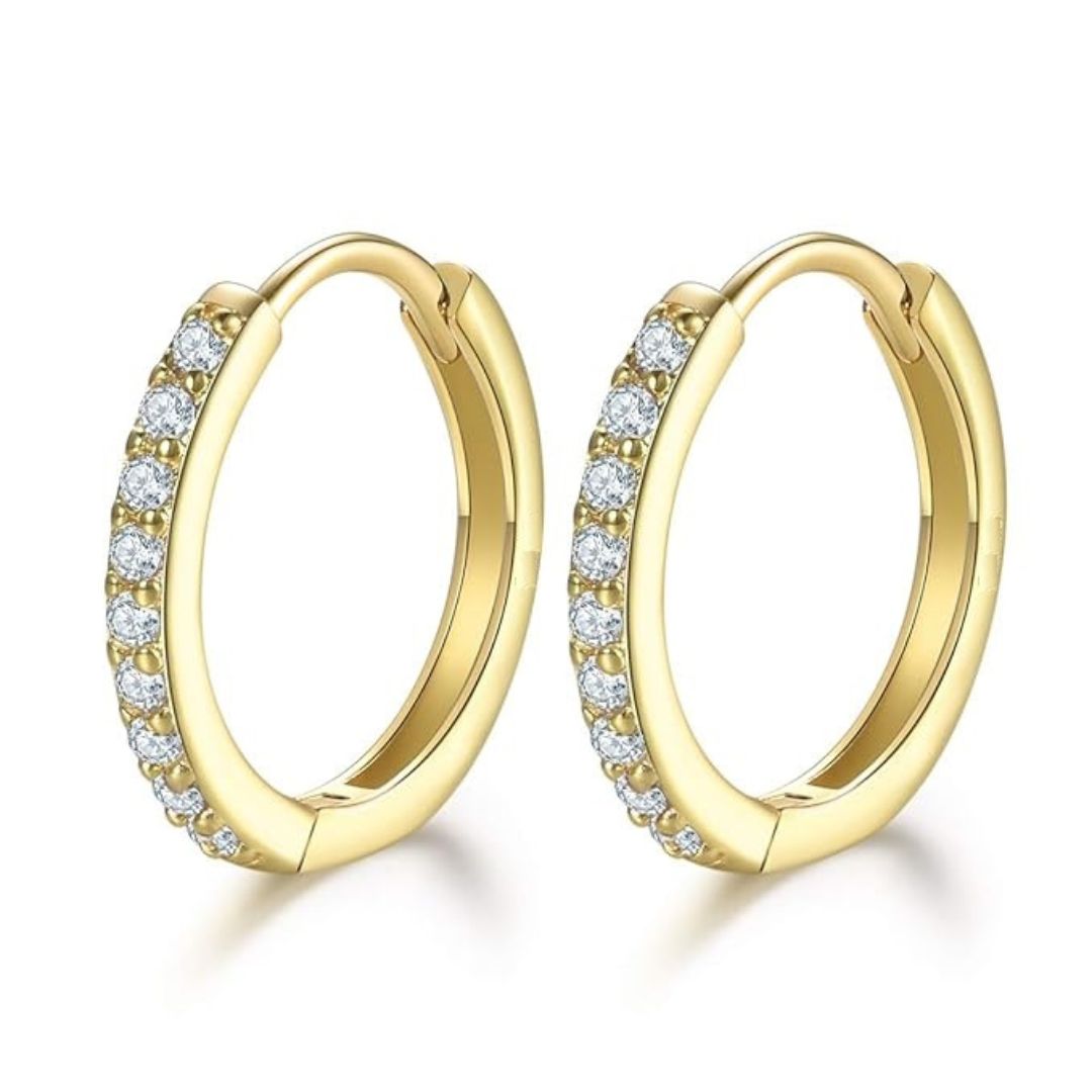 0.09 Round Diamond Huggie Earring In Gold