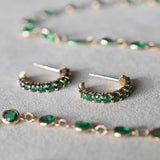 0.35Ct Emerald Studs Half Huggie Hoop White Gold Earring