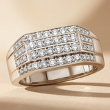 Men's Lab Diamond Pave Encrusted Ring 1ct H/SI in 925 Silver