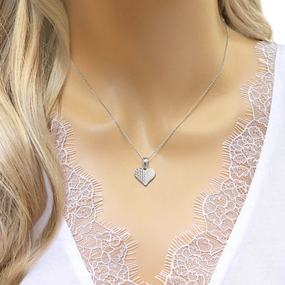 0.05ct Heart Diamond Necklace In White Gold