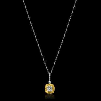 0.82ct Diamond White Gold And Yellow Diamond HALO Pendant