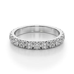 Round Cut Natural Diamond French Pave Set Full Eternity Ring Crafted in 9K White Gold