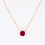 Bezel-Set Round Ruby Solitaire Pendant Necklace.