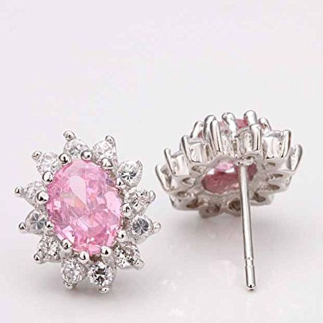 0.36ct Oval Shape Pink Sapphire Earrings