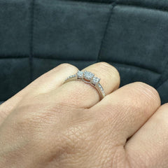 Three Stone Prong Set Lab Diamond Ring Perfect for Anniversary Gifts - in 925 Silver