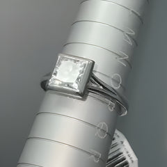 valentine diamond ring/ platinum engagement ring/ princess diamond ring