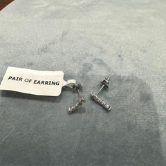 0.50 Carat Round Natural Diamond Bar Set Stud Earrings in 9K White Gold