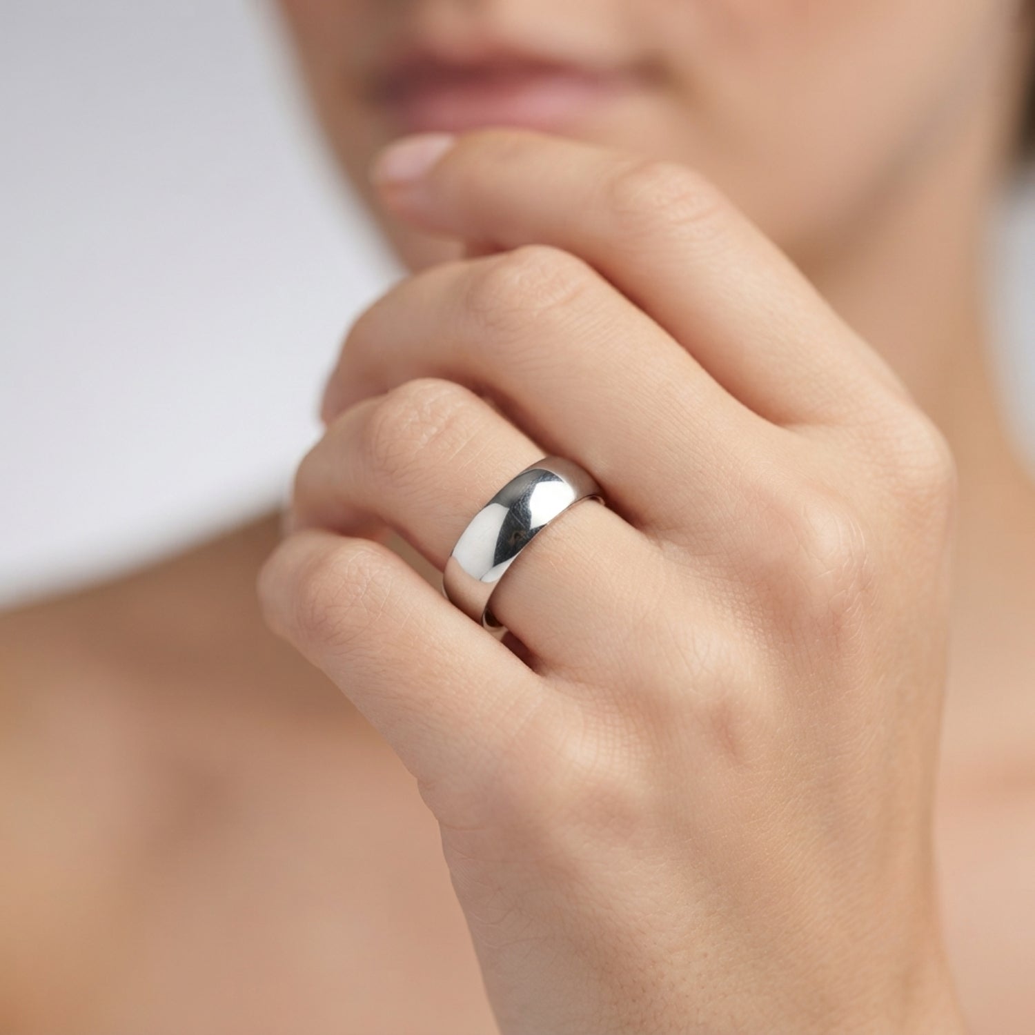 5mm D Shape Platinum Wedding Band – Classic Plain Ring