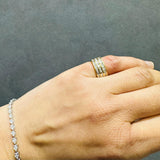 three row baguette diamond eternity ring 