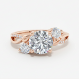 Bague en forme de vigne torsadée avec trois diamants de laboratoire