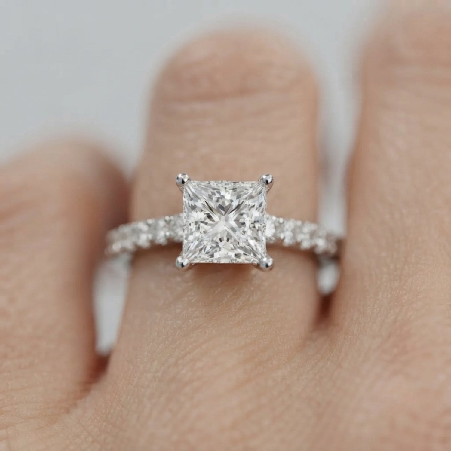 Princess Cut Natural & Lab Grown Diamond Ring Crafted in Gold and Platinum