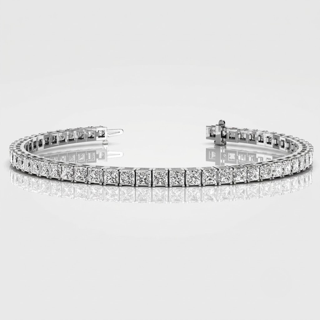 Princess Cut Diamond Tennis Bracelet – Natural & Lab Grown | Gold & Platinum