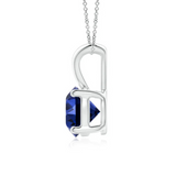 V-Bale Round Blue Sapphire Solitaire Pendant