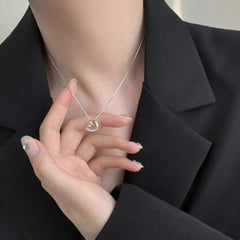 Lab Grown 0.10Ct Round Diamond Heart Shape Pendant Necklace in White Gold