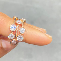 18K Rose Gold Bezel Set Multi Layer Bubble Ring in Lab Grown Diamond