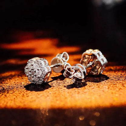 0.25ct Lab Diamond Cluster Flower Earrings in White Gold