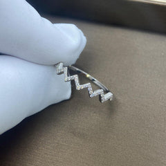 9K White Gold Natural Diamond Pave Set Round Cut Wavy Diamond Ring | Birthday Gift