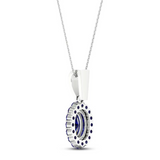 Diamond Halo Pendant Necklace 18K White Gold