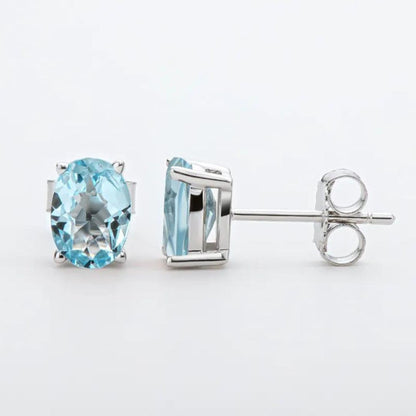 Natural Blue Topaz Stone Earring