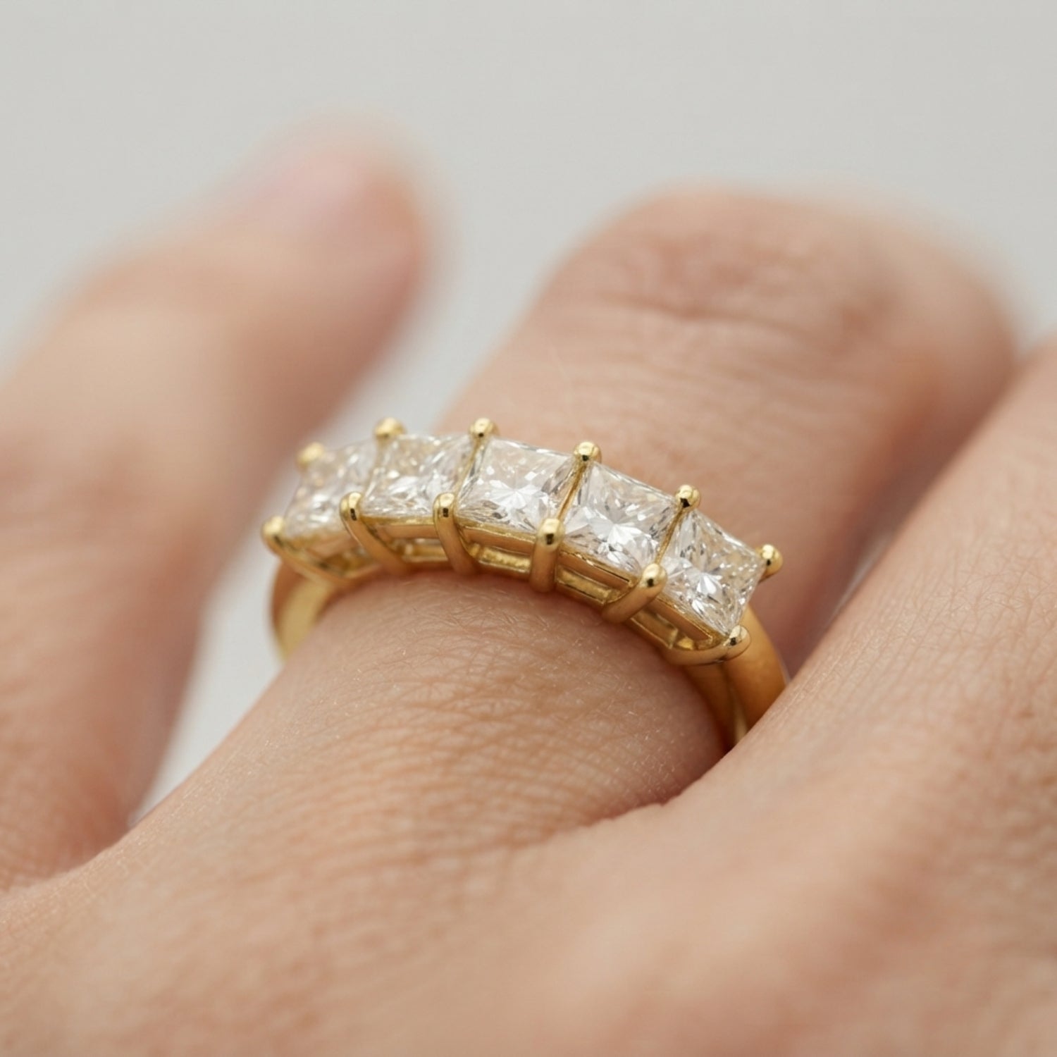 Lab-Grown Diamond Prong Princess Cut 5-Stone Diamond Ring