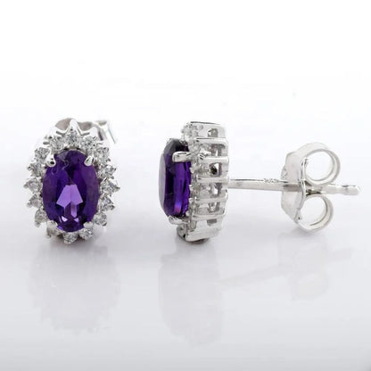 0.50Ct Lab Grown Oval Tanzanite Studs Earring in White Gold