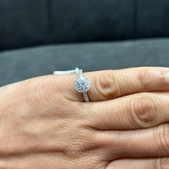 1.00 Carat Lab Grown Diamond Solitaire Halo Engagement Ring in 9K White Gold