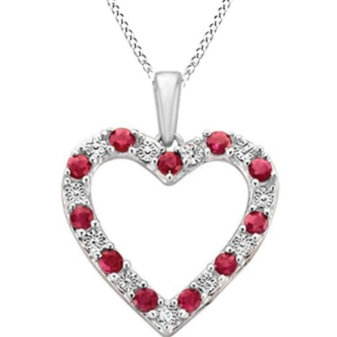 0.3ct Ruby Stone Heart Shape Necklace