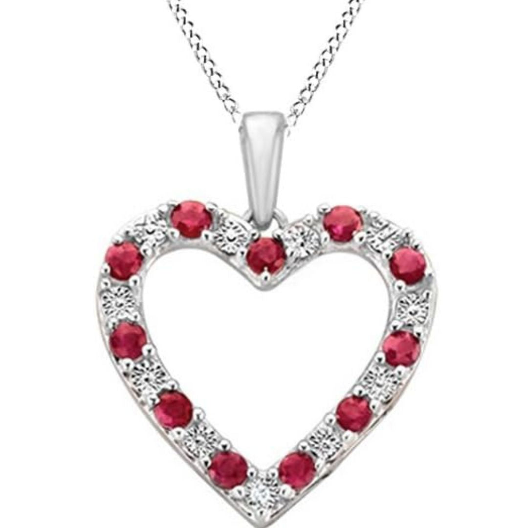 0.30ct Ruby Stone Heart Shape Necklace