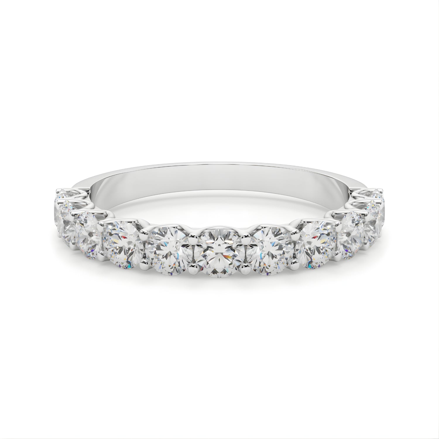 Alliance solitaire à six griffes de 1,0 carat en or blanc 9 carats