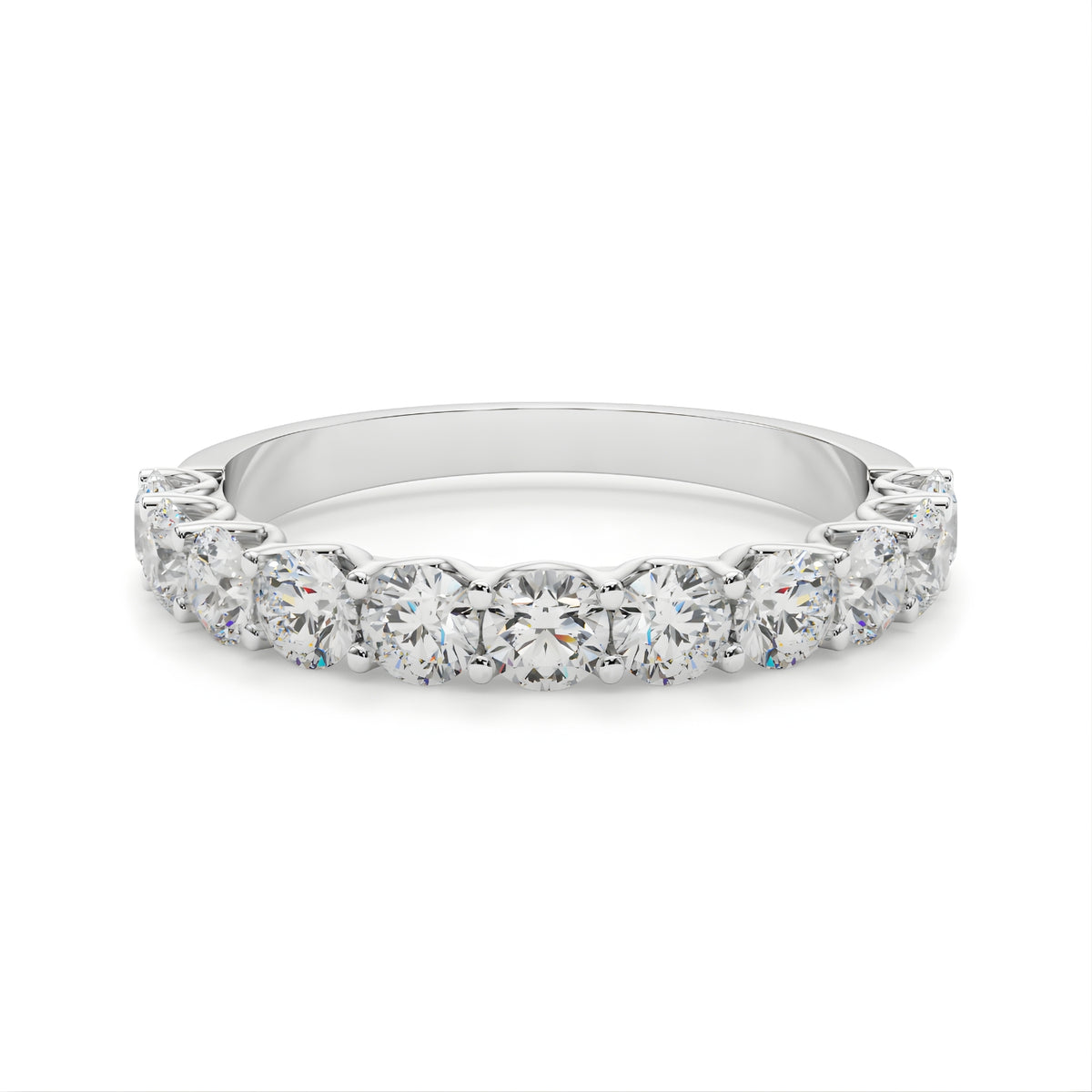 Alliance solitaire à six griffes de 1,0 carat en or blanc 9 carats