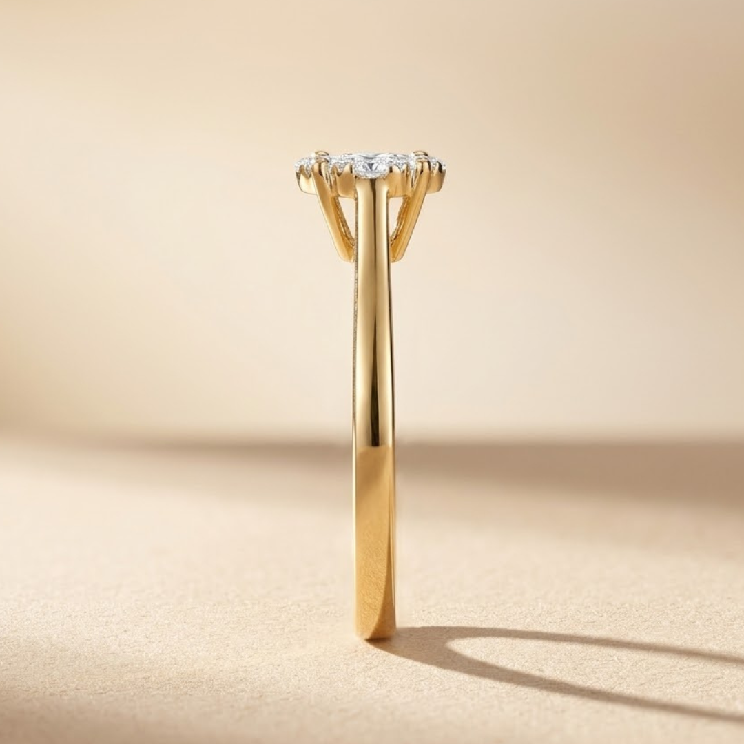 Radiant 0.25ct Cluster Solitaire Ring in 18K Gold Vermeil