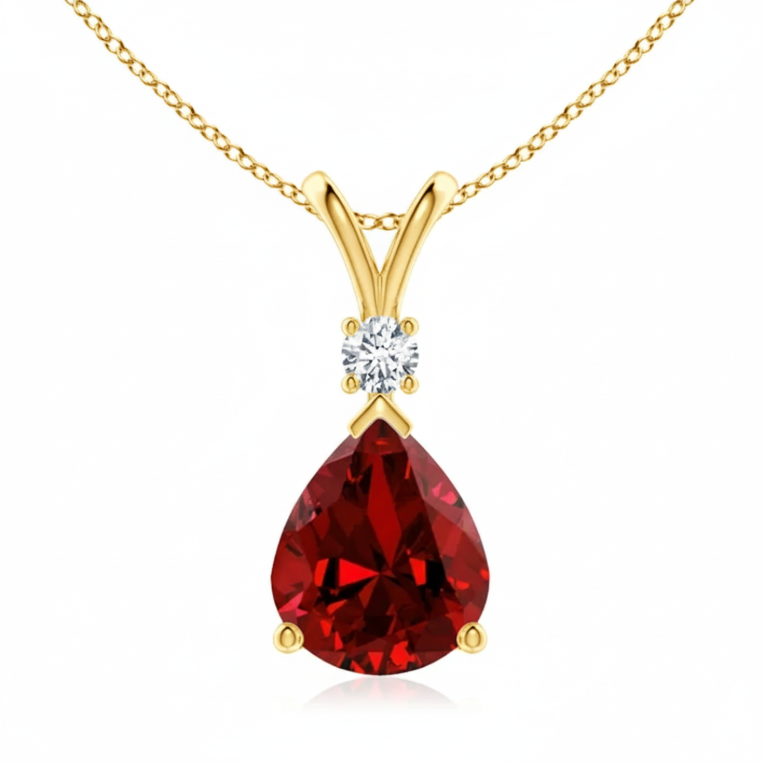 Ruby & Diamond Rose Gold Pendant Necklace