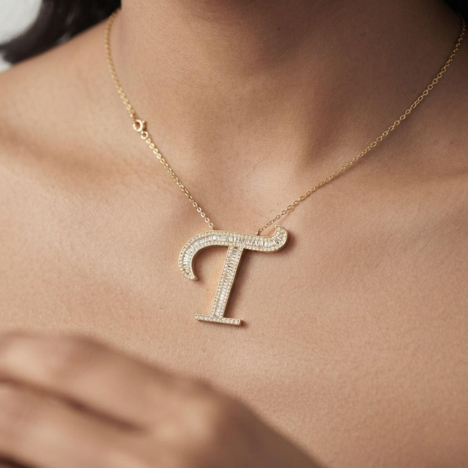 Diamond Initial 'A-Z' Pendant | Chic Diamond Necklace Without Chain