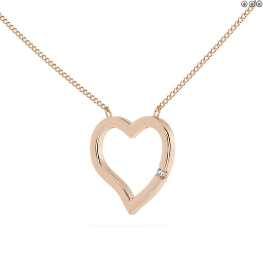 0.03ct Diamond Heart Pendant Necklace In 18k Gold