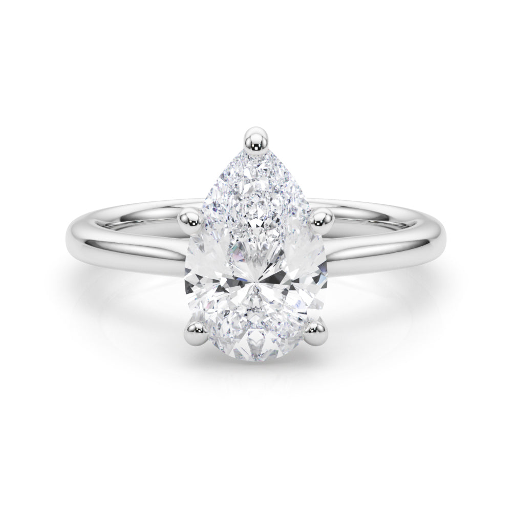 IGI Lab-Grown Pear Diamond 5 Claw Solitaire Engagement Ring, D Color VVS Clarity