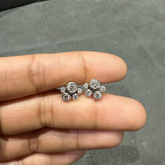 Natural Diamond 1.00 Carat Bezel Set Bubble Stud Earrings in 18K White Gold