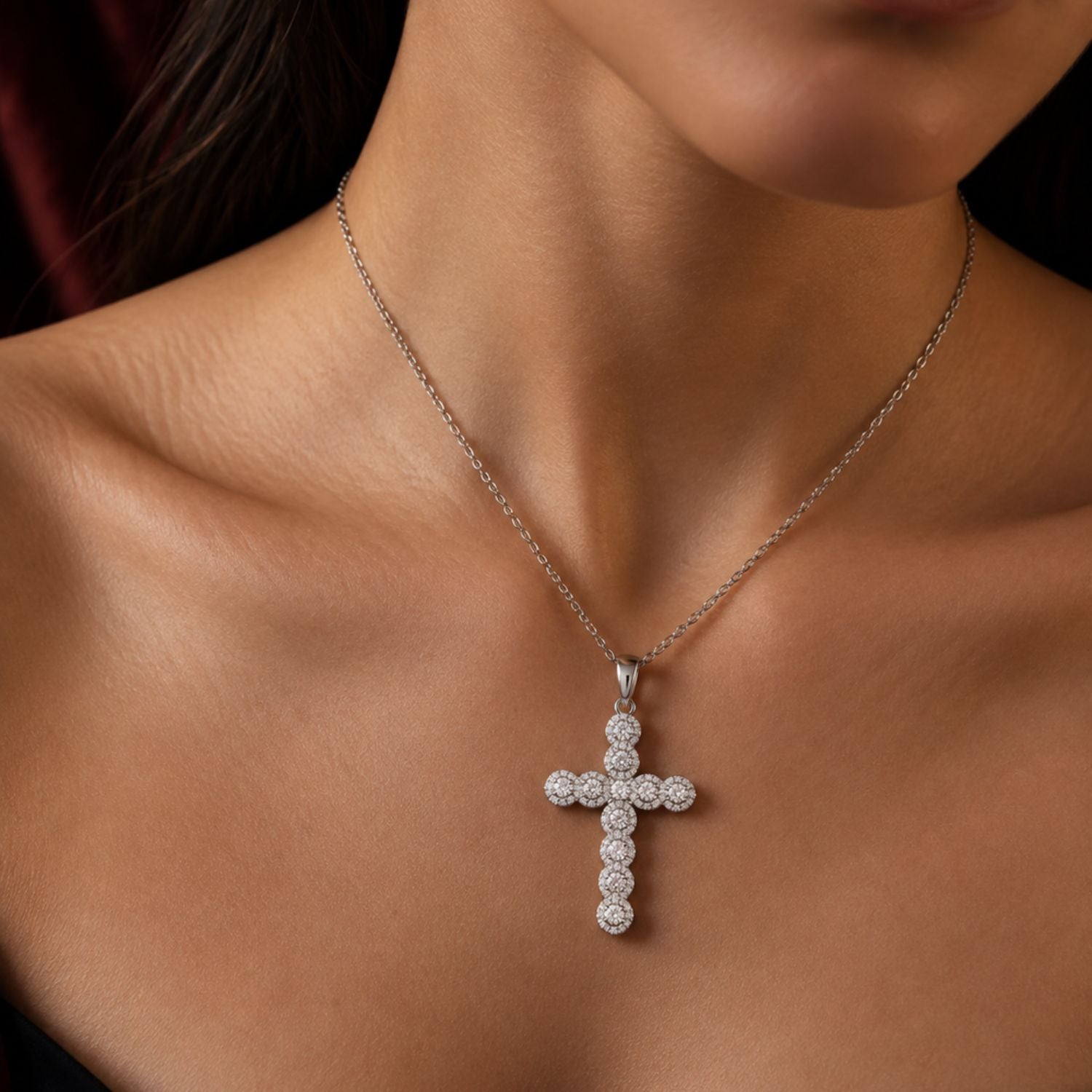 Diamond Cross Pendant in Pave & Prong Set | 9K/18K Gold or Platinum