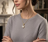 Diamond Flower Pendant Necklace in Yellow Gold Without Chain
