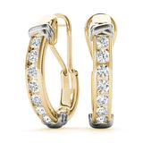 1.75ct Two Tone Diamond Huggie Earrings in Gold & Platinum