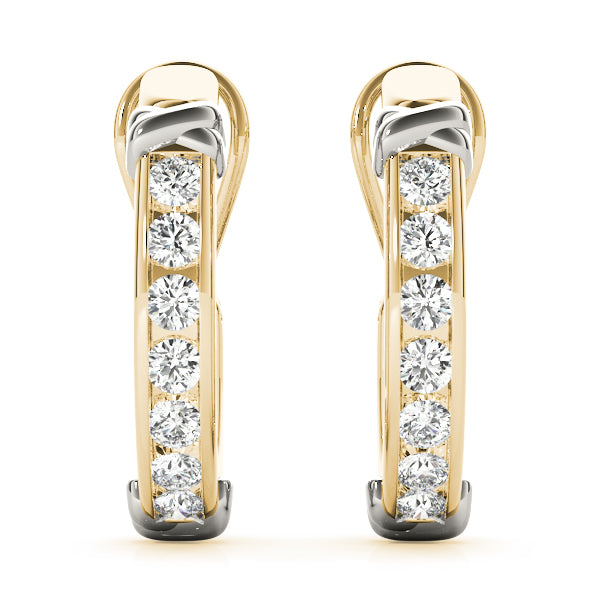 1.75ct Two Tone Diamond Huggie Earrings in Gold & Platinum