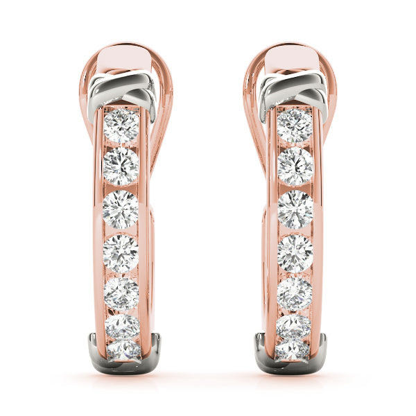 1.75ct Two Tone Diamond Huggie Earrings in Gold & Platinum