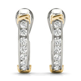 1.75ct Two Tone Diamond Huggie Earrings in Gold & Platinum