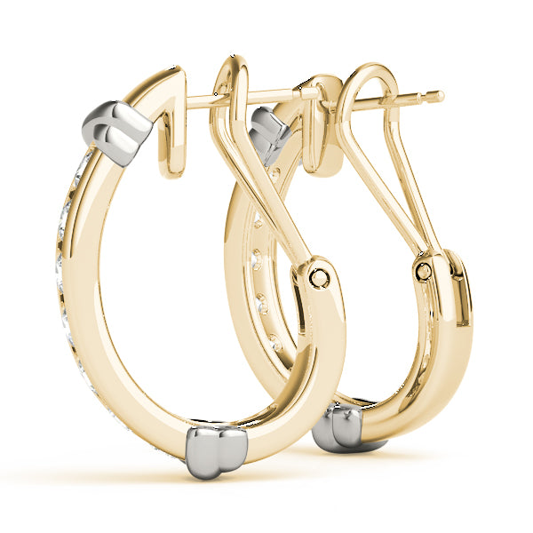 1.75ct Two Tone Diamond Huggie Earrings in Gold & Platinum