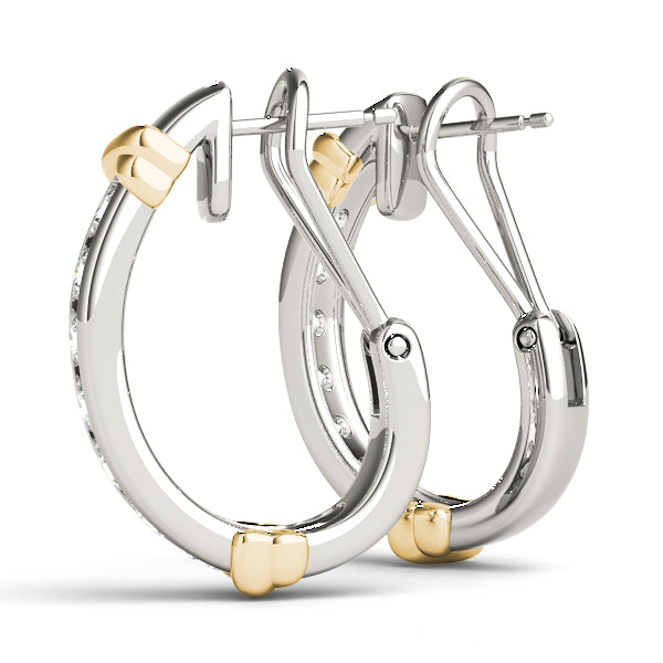 1.75ct Two Tone Diamond Huggie Earrings in Gold & Platinum