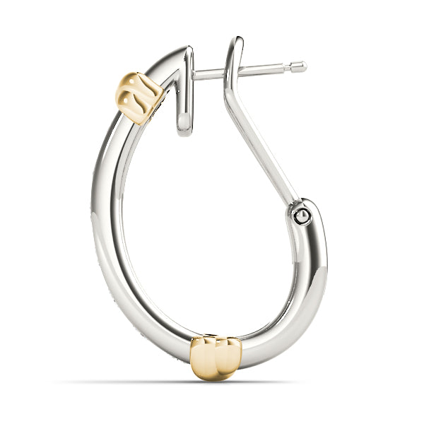 1.75ct Two Tone Diamond Huggie Earrings in Gold & Platinum