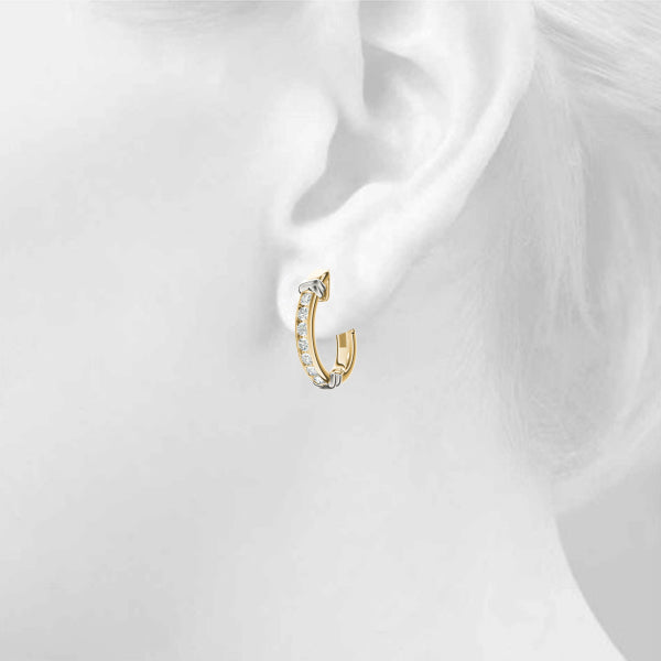 1.75ct Two Tone Diamond Huggie Earrings in Gold & Platinum