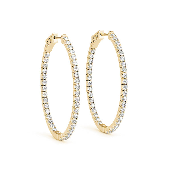0.75-2.0ct Classic Diamond Hoop Earrings in Gold & Platinum