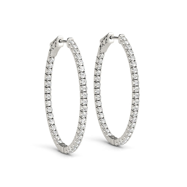 0.75-2.0ct Classic Diamond Hoop Earrings in Gold & Platinum